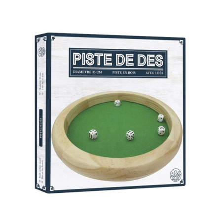 Piste de dés 35cm en Bois avec 5 dés