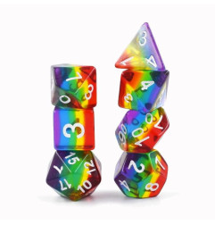 Série de 7 dés RPG Arc-en-ciel Transparent