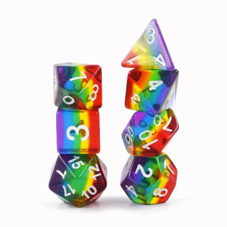 Série de 7 dés RPG Arc-en-ciel Transparent