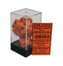 CHESSEX - Set de 7 dés - VORTEX - Orange/Noir
