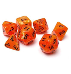 CHESSEX - Set de 7 dés - VORTEX - Orange/Noir