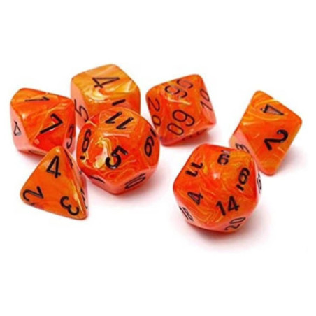 CHESSEX - Set de 7 dés - VORTEX - Orange/Noir
