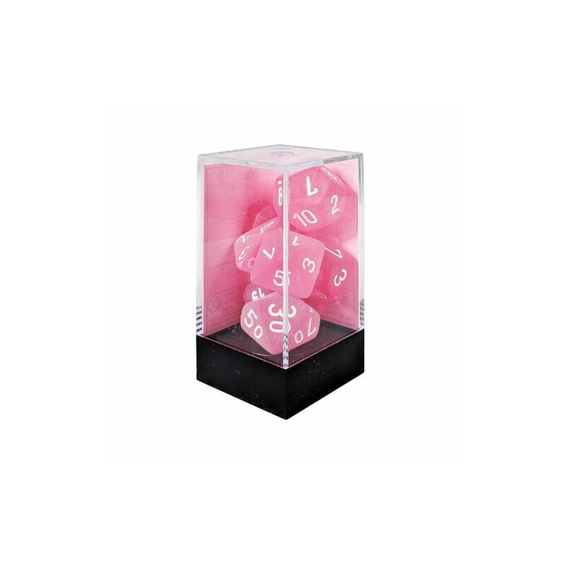 CHESSEX - Set de 7 dés - FROSTED - Rose/Blanc