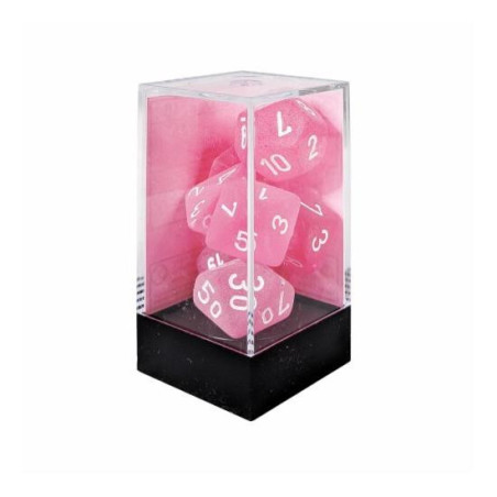 CHESSEX - Set de 7 dés - FROSTED - Rose/Blanc