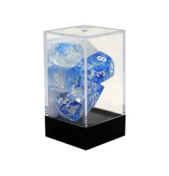 CHESSEX - Set de 7 dés - NEBULA - Bleu Foncé/Blanc