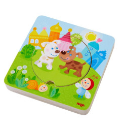 Puzzle en bois Bébés animaux multicolores