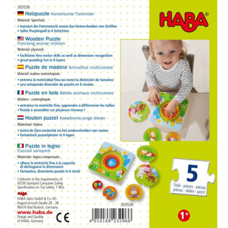 Puzzle en bois Bébés animaux multicolores